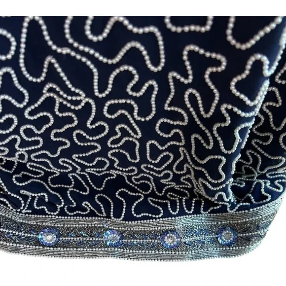 Vtg NWT Stenay Plus 80s Silk Blue embellishedBeaded Sequin Jacket Jacobsons 2X